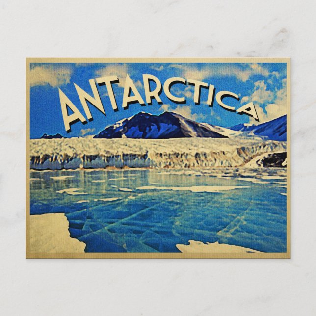 Vintage Antarctica South Pole Vykort (Framsida)