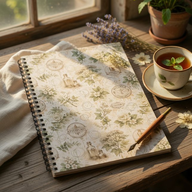 Vintage anteckningsbok för botanisk apotekskonst (Vintage Botanical Apothecary Notebook)