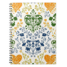 Vintage anteckningsbok med blomsterdekor