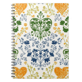 Vintage anteckningsbok med blomsterdekor