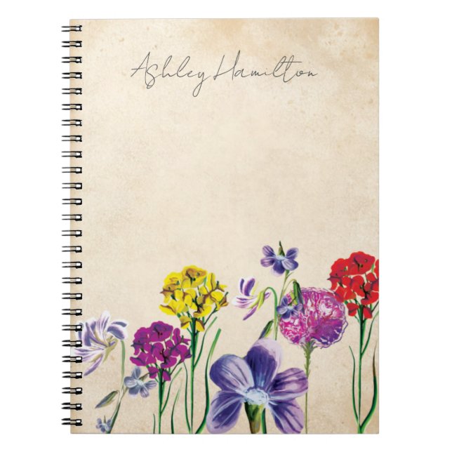Vintage anteckningsbok med vilda blommor (Framsidan)