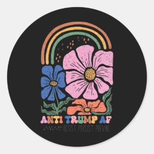 Vintage Anti-trump Blommig Boho T-shirt, Motstå Be Runt Klistermärke