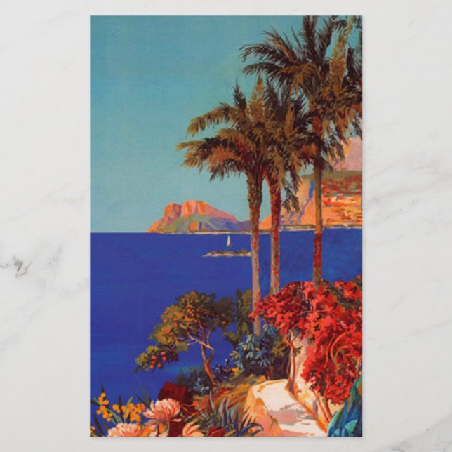 Vintage Antibes Cote D'Azur Resa Brevpapper (Framsida)