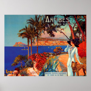 Vintage Antibes Cote D'Azur Resoraffisch Poster