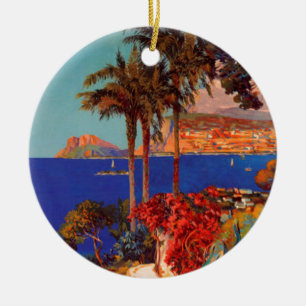 Vintage Antibes Cote D'Azur Travel Julgransprydnad Keramik
