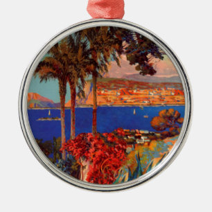 Vintage Antibes Cote D'Azur Travel Julgransprydnad Metall