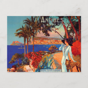 Vintage Antibes Cote D'Azur Travel Postcard Vykort