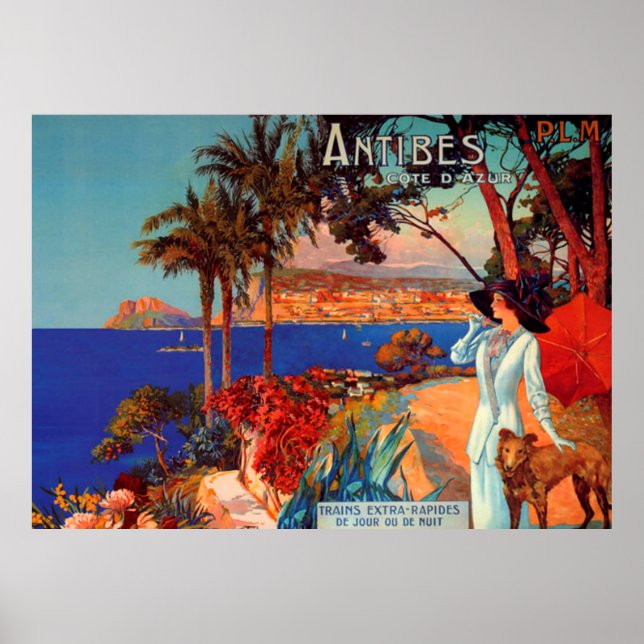 Vintage Antibes Cote D'Azur Travel Poster (Framsidan)
