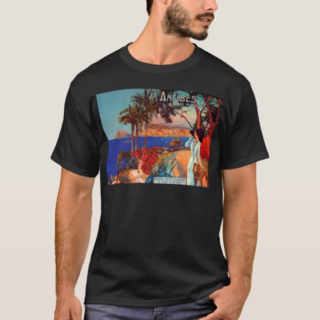 Vintage Antibes Cote D'Azur Travel T-shirt (Framsida)