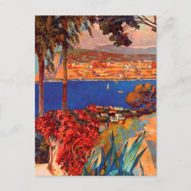 Vintage Antibes Cote D'Azur Travel Vykort (Framsida)