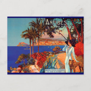 Vintage Antibes Cote D'Azur Travel Vykort