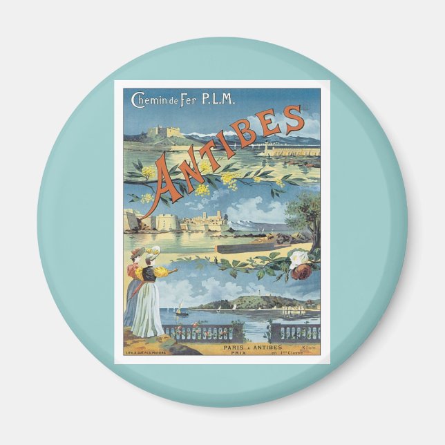 Vintage Antibes Mediterranean Magnet (Framsidan)