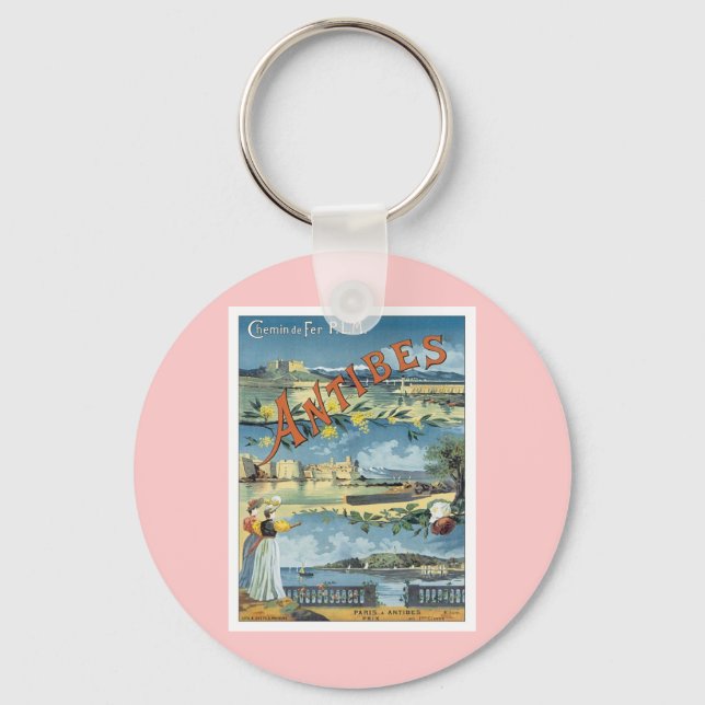 Vintage Antibes Mediterranean Nyckelring (Framsida)