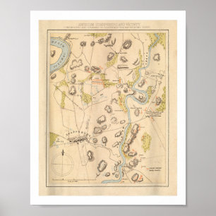 Vintage Antietam Battlefield Karta (1864) Poster