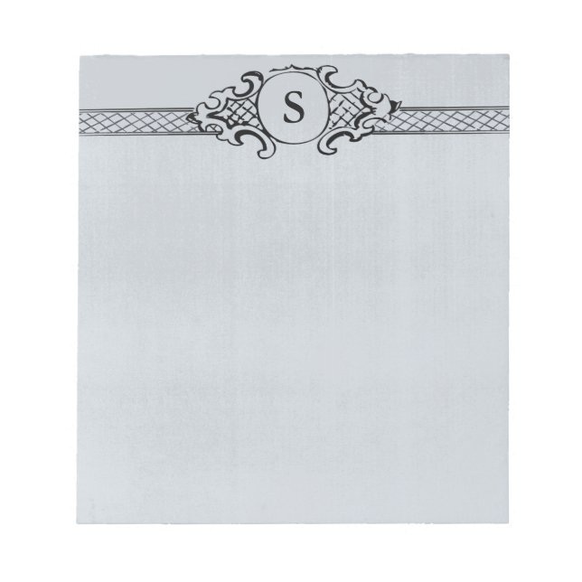 Vintage Antik Blå Monogram Anteckningsblock (Framsida)