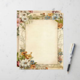 Vintage Antik Blommig Skrot Journal Pappersvaror