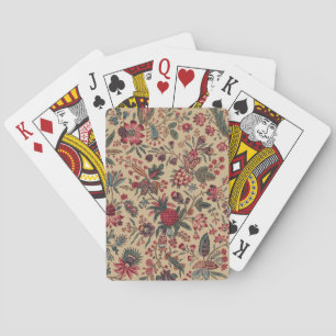 Vintage Antik Broderi Blommig Inredning Casinokort