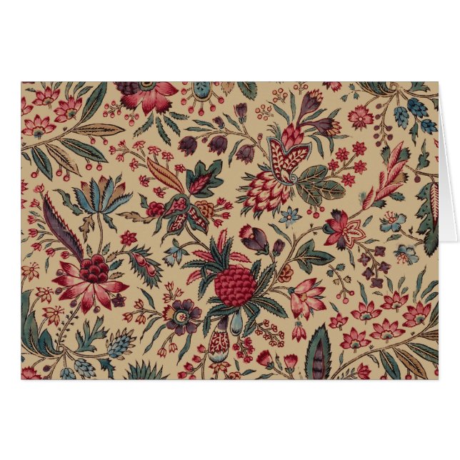 Vintage Antik Broderi Blommig Inredning Hälsningskort (Framsidan Horizontal)