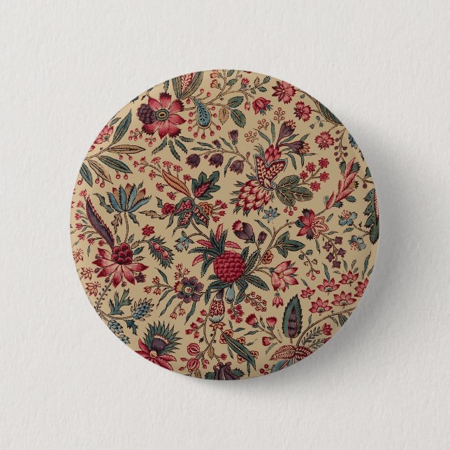 Vintage Antik Broderi Blommig Inredning Knapp (Framsida)