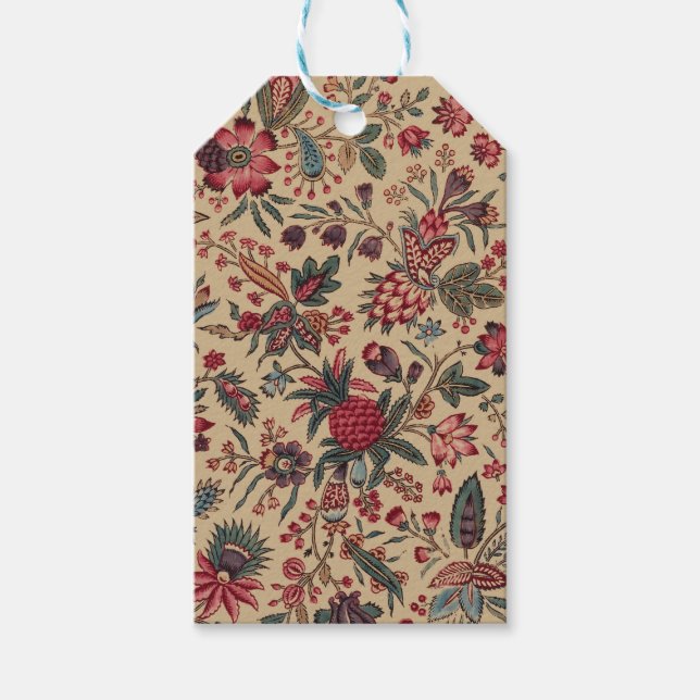 Vintage Antik Broderi Blommig Inredning Presentetikett (Framsidan)