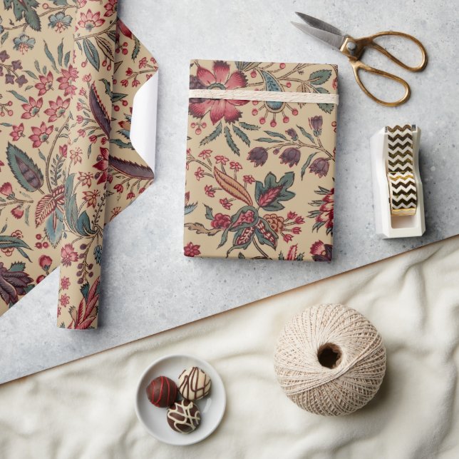 Vintage Antik Broderi Blommig Inredning Presentpapper (Hantverk)