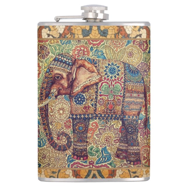 Vintage, Antik Elefant, Motiv Konst Fickplunta (Framsidan)