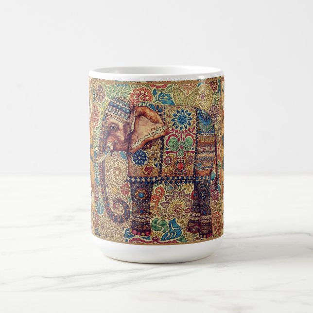 Vintage, Antik Elefant, Motiv Konst Magisk Mugg (Center)