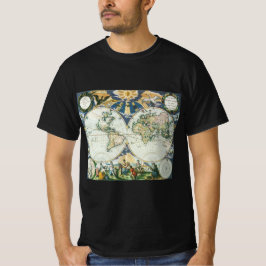 Vintage Antik Gammal Världskarta av Pieter Goos, 1 Tee Shirt