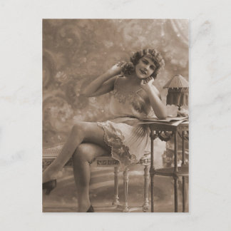 Vintage-antika flapper, Kvinnliga porträtt, Vykort