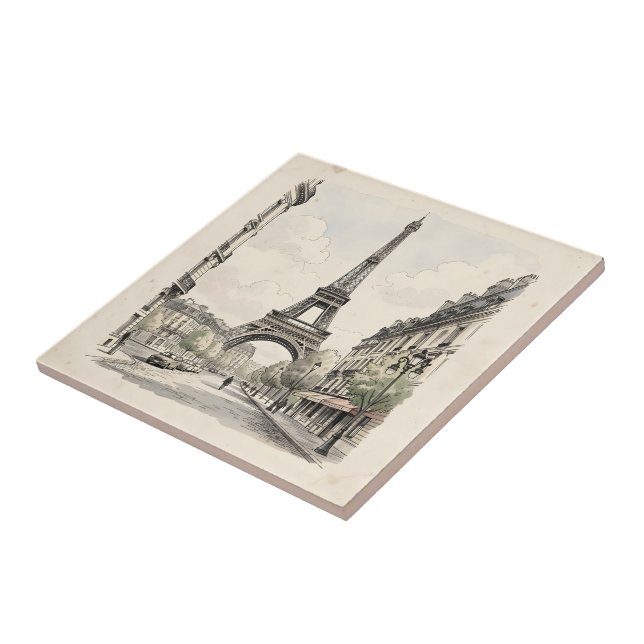 Vintage antika resillustration av Paris Kakelplatta (Sidan)