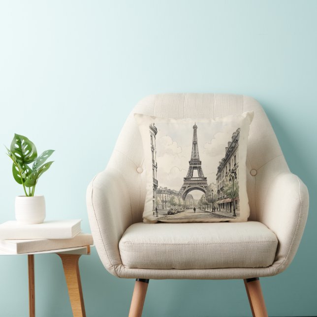 Vintage antika resillustration av Paris Kudde (Stol)