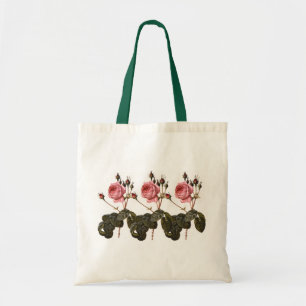 Vintage Antika Rosa Trädgårdsrosor i Blomning Tygkasse