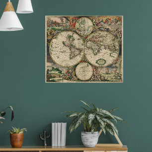 Vintage, antikens Karta Poster