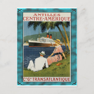 Vintage Antilles Cruise Art Vykort