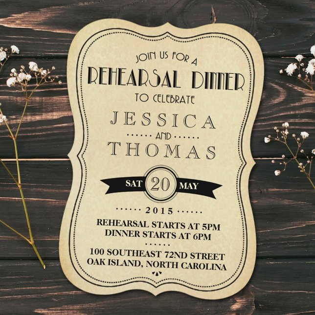 Vintage Antique Art Deco Bröllop Rehearsal Middag Inbjudningar (Skapare uppladdad)