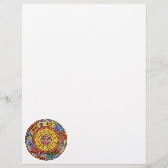 Vintage Antique Astrology, Celestial Zodiac Wheel Reklamblad (Framsidan)