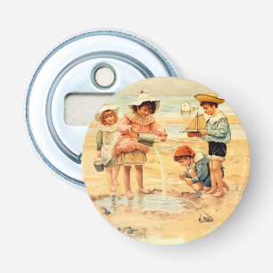 Vintage Antique Beach Boy Girl Fine Art Flasköppnare