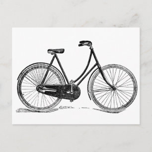 Vintage Antique Bicycle Silhouette Illustration Vykort