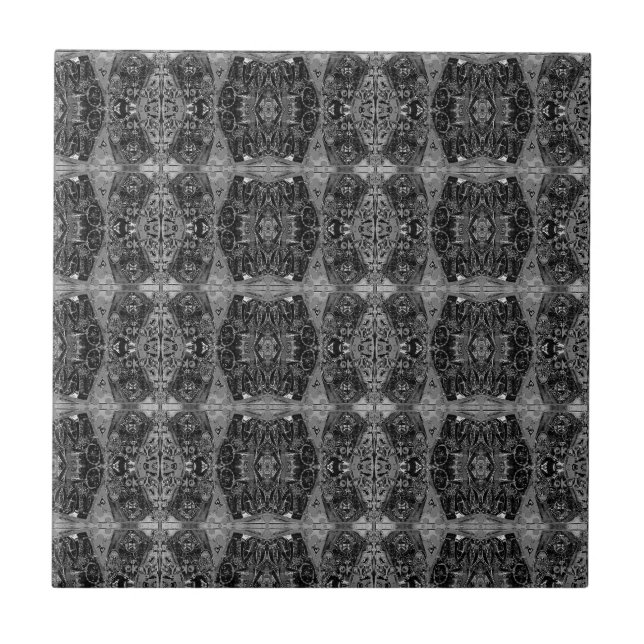 Vintage Antique Black and White Art nouveau Kakelplatta (Framsidan)