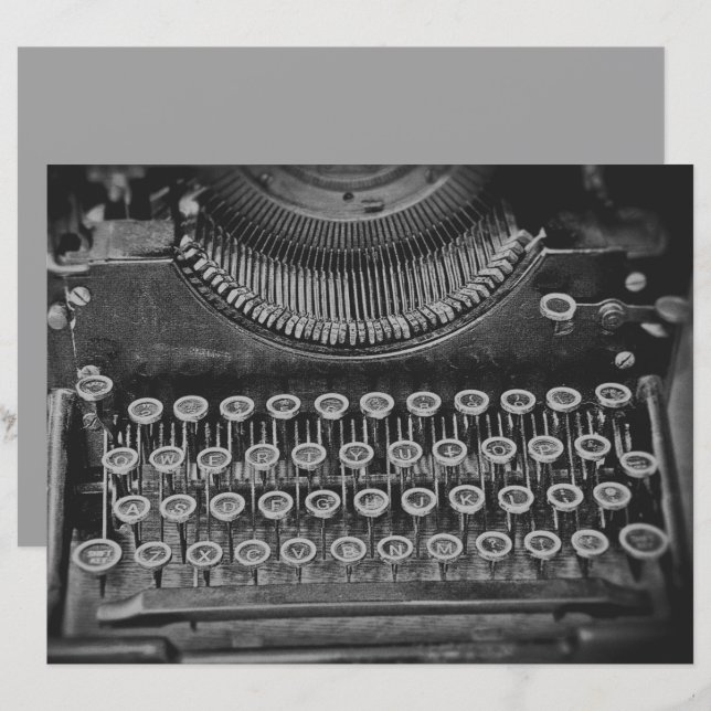 Vintage Antique Black and White-skrivmaskin (Fram/baksida)
