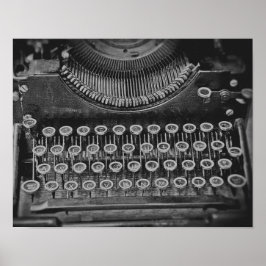 Vintage Antique Black and White-skrivmaskin Poster