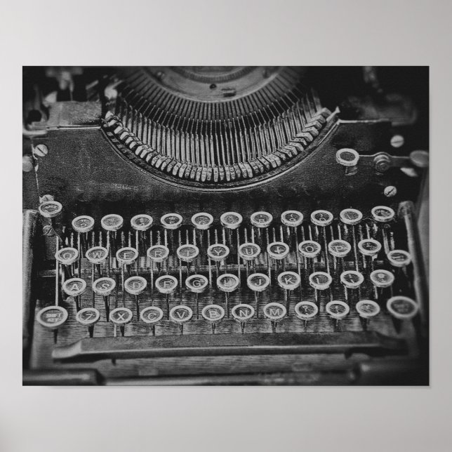Vintage Antique Black and White-skrivmaskin Poster (Framsidan)