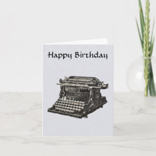 Vintage Antique Black Old Typewriter Birthday Kort