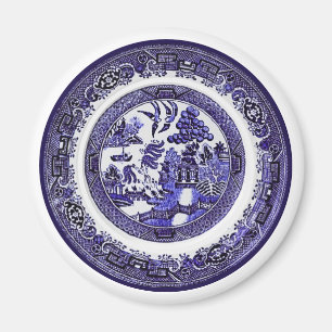 Vintage Antique Blue Willow Mönster circa 1790 Magnet