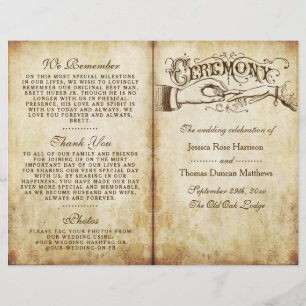 Vintage Antique Bröllop Ceremony Program Templates