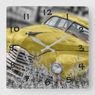 Vintage Antique Car Fyrkantig Klocka