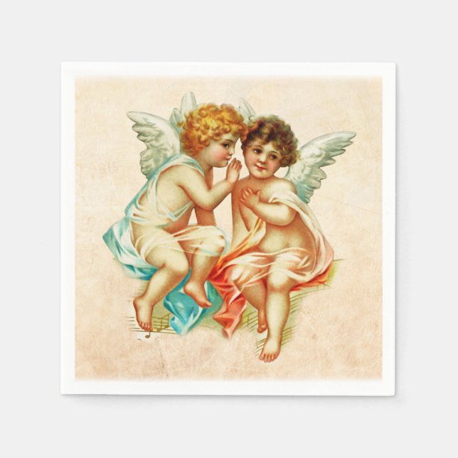 Vintage Antique Cherub Änglar Illustration Pappersservett (Framsidan)