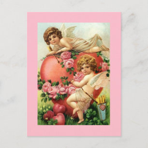 Vintage Antique cupids Valentine Day Heart Ro Vykort
