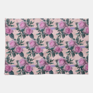 Vintage Antique Damask Rosa ros Kökshandduk
