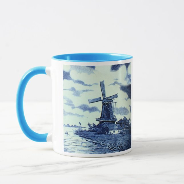 Vintage - Antique Delft Blue Tile - Kvarn Mugg (Vänster)